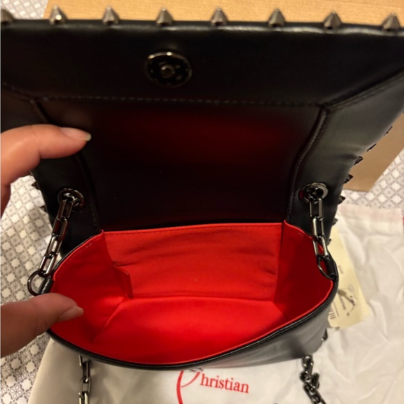 Christian Louboutin Black Studded Chain Clutch - Picture 5 of 10